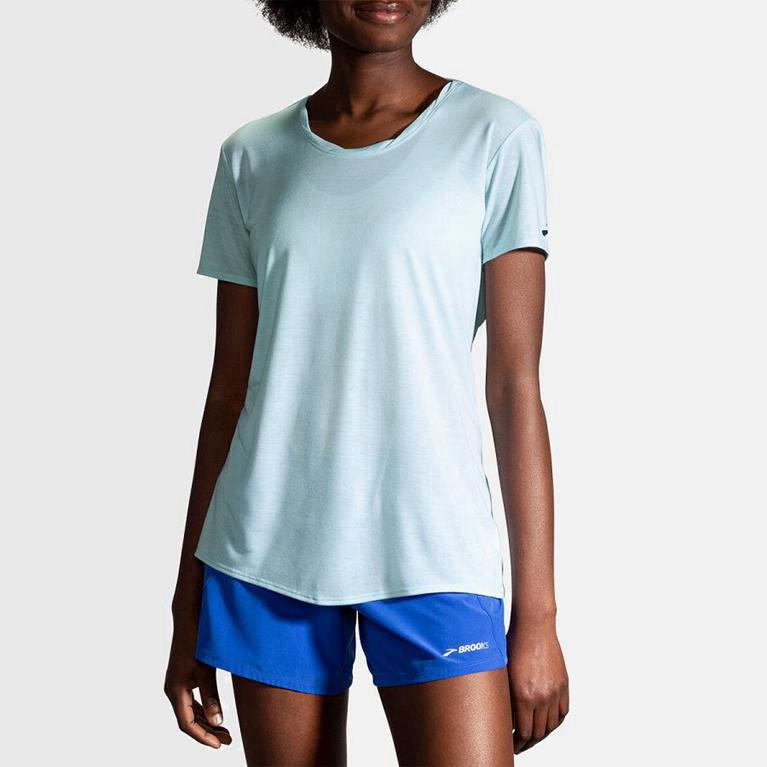 Brooks Distance Mujer Camisetas Manga Corta - Azules (5736FZKCI)